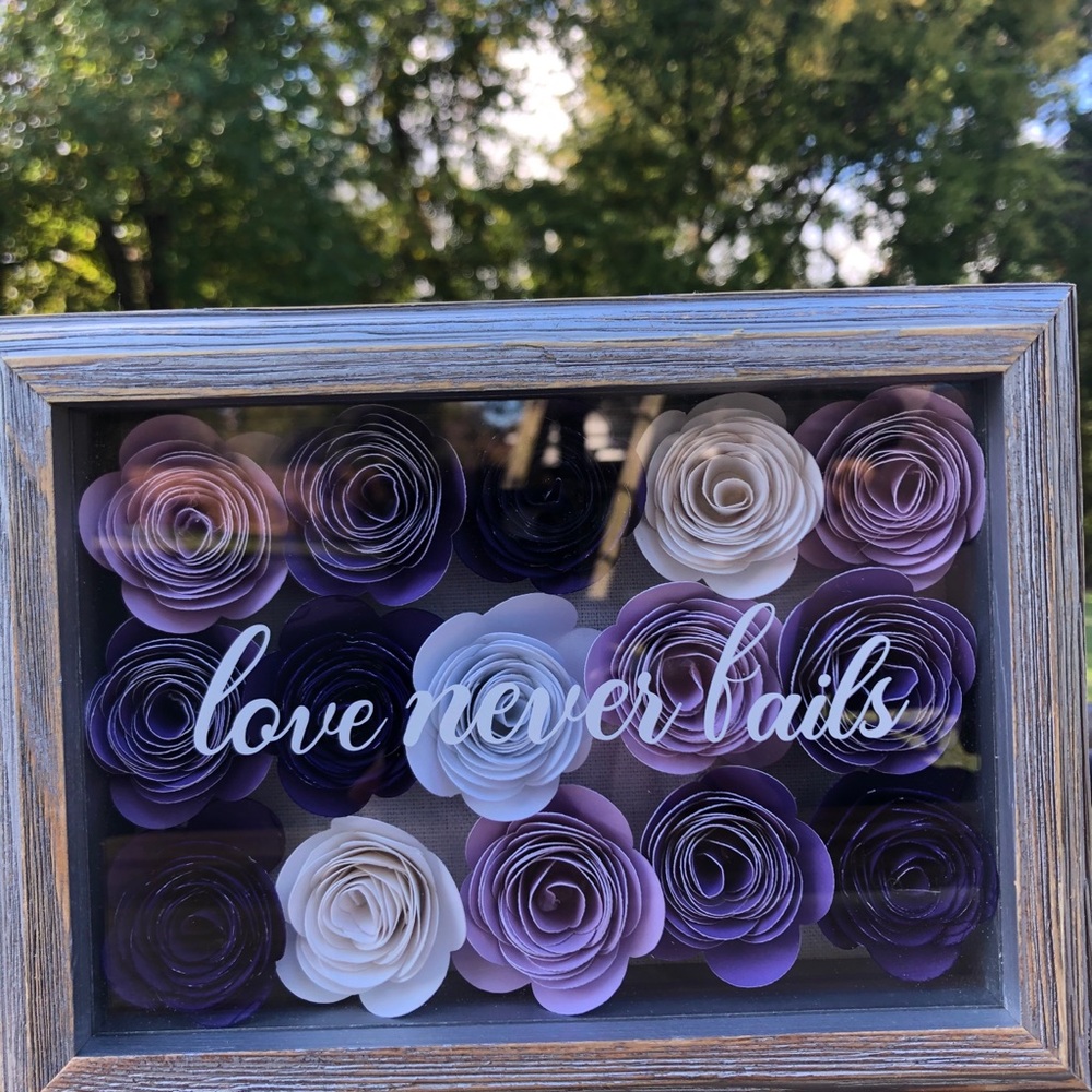 Personalized floral shadow box